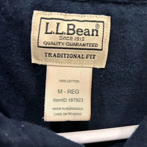L.L.‎ Bean Men's Navy Blue Chamois Flannel Shirt Traditional Fit size Medium - Picture 7 of 8